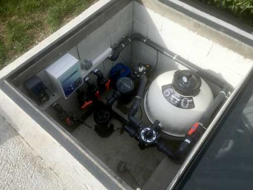 local technique avec filtration piscine enterré